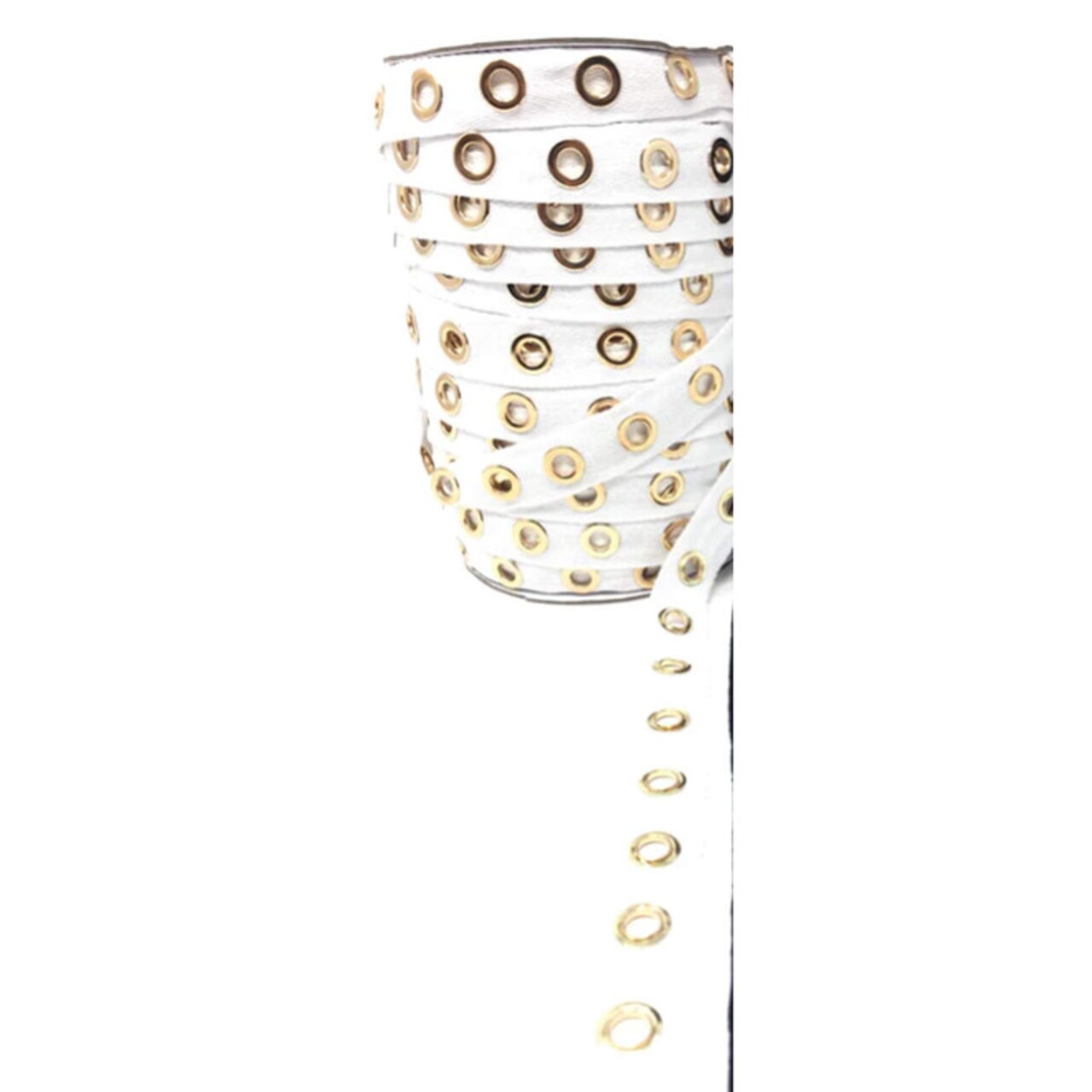 Eyelet Gold Plated Cotton Twill Tape Black or White Sold By the Yard